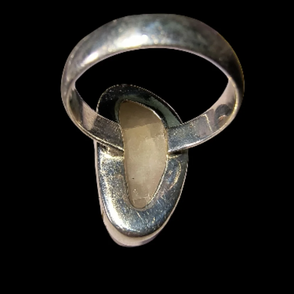 Sterling Silver Pink Tourmaline In Quartz Rough Crystal Ring